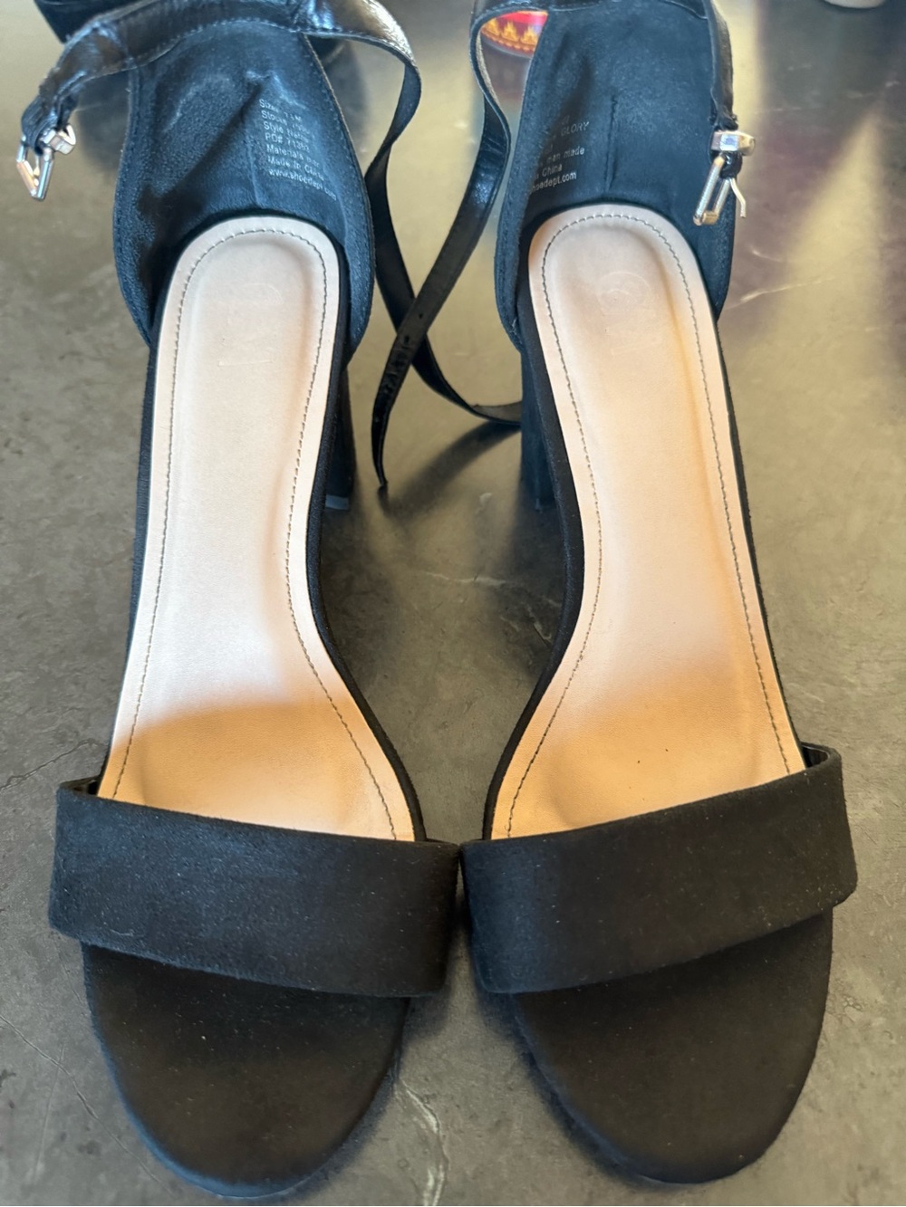 Black Open-Toe Ankle-Strap Heels